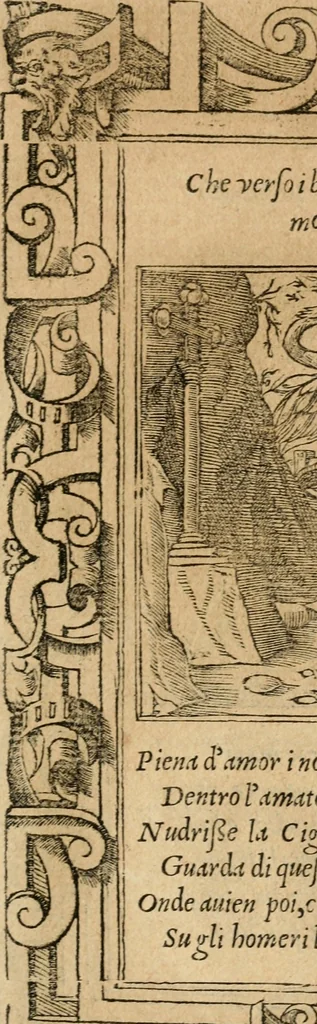 An illustration from Diverse imprese accommodate a diuerse moralità : con versi che i loro significati dichiarano : tratte da gli emblemi dell'Alciato, 1549, leaf 34