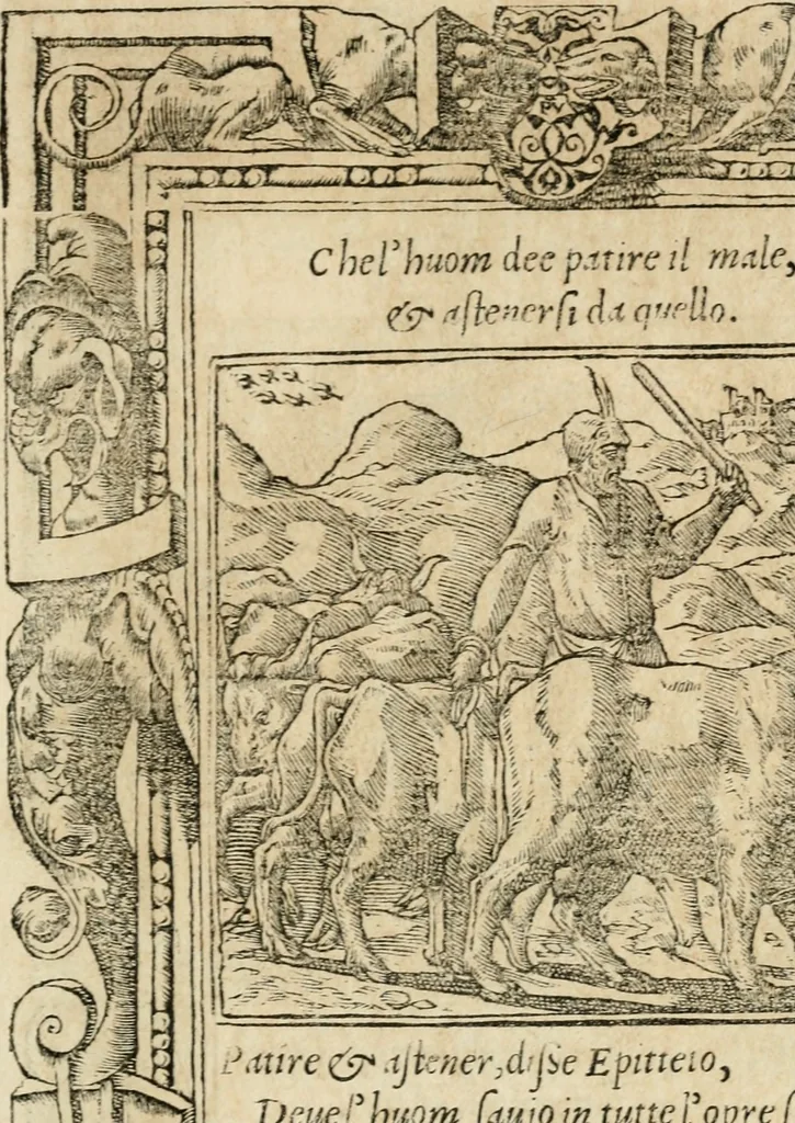 An illustration from Diverse imprese accommodate a diuerse moralità : con versi che i loro significati dichiarano : tratte da gli emblemi dell'Alciato, 1549, leaf 38