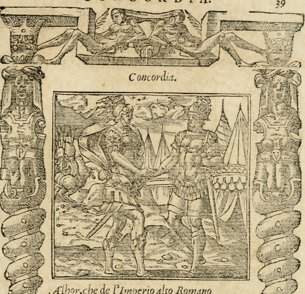 An illustration from Diverse imprese accommodate a diuerse moralità : con versi che i loro significati dichiarano : tratte da gli emblemi dell'Alciato, 1549, leaf 42