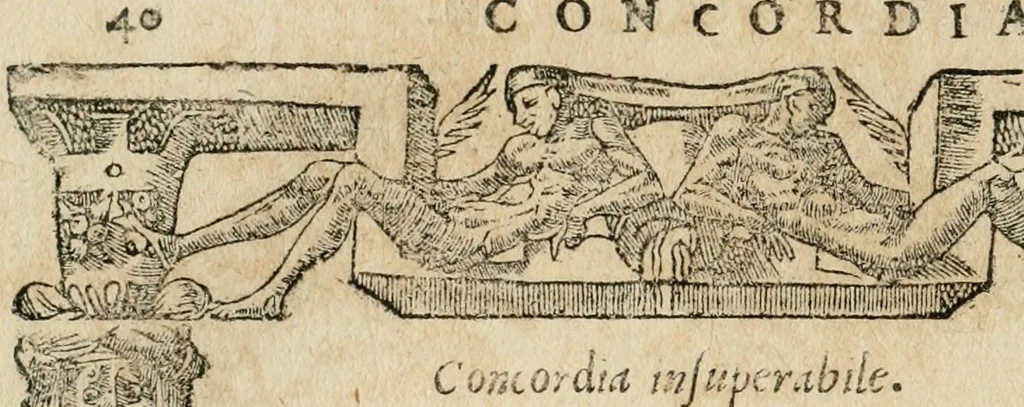 An illustration from Diverse imprese accommodate a diuerse moralità : con versi che i loro significati dichiarano : tratte da gli emblemi dell'Alciato, 1549, leaf 43