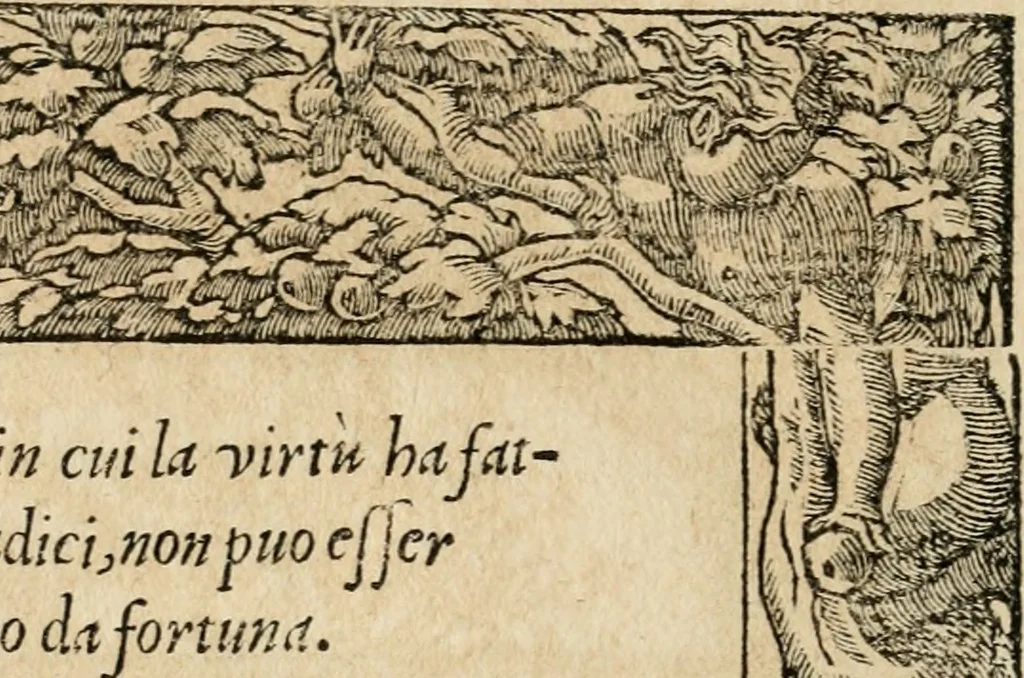 An illustration from Diverse imprese accommodate a diuerse moralità : con versi che i loro significati dichiarano : tratte da gli emblemi dell'Alciato, 1549, leaf 45