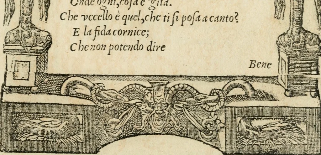 An illustration from Diverse imprese accommodate a diuerse moralità : con versi che i loro significati dichiarano : tratte da gli emblemi dell'Alciato, 1549, leaf 48