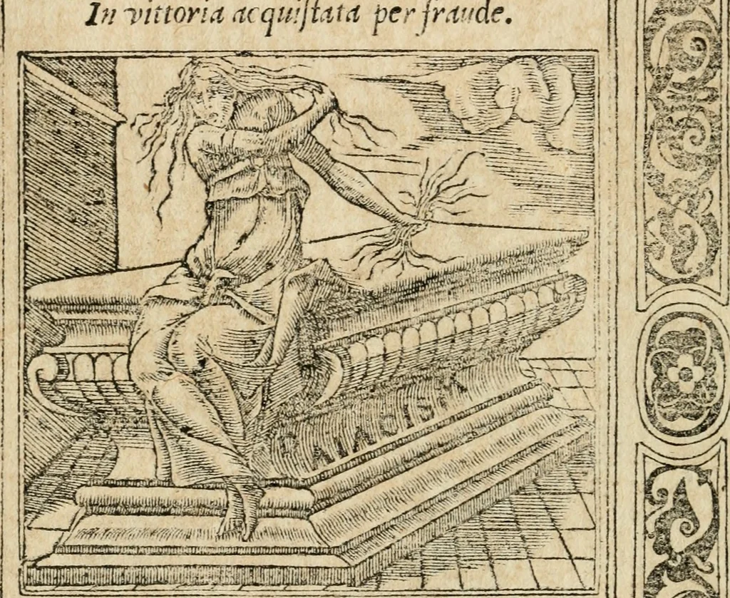 An illustration from Diverse imprese accommodate a diuerse moralità : con versi che i loro significati dichiarano : tratte da gli emblemi dell'Alciato, 1549, leaf 51