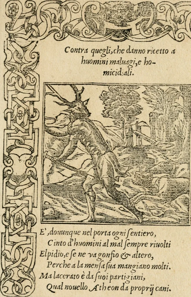 An illustration from Diverse imprese accommodate a diuerse moralità : con versi che i loro significati dichiarano : tratte da gli emblemi dell'Alciato, 1549, leaf 52