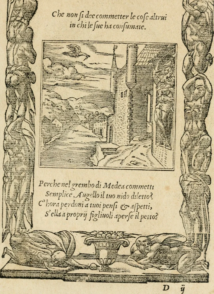 An illustration from Diverse imprese accommodate a diuerse moralità : con versi che i loro significati dichiarano : tratte da gli emblemi dell'Alciato, 1549, leaf 54