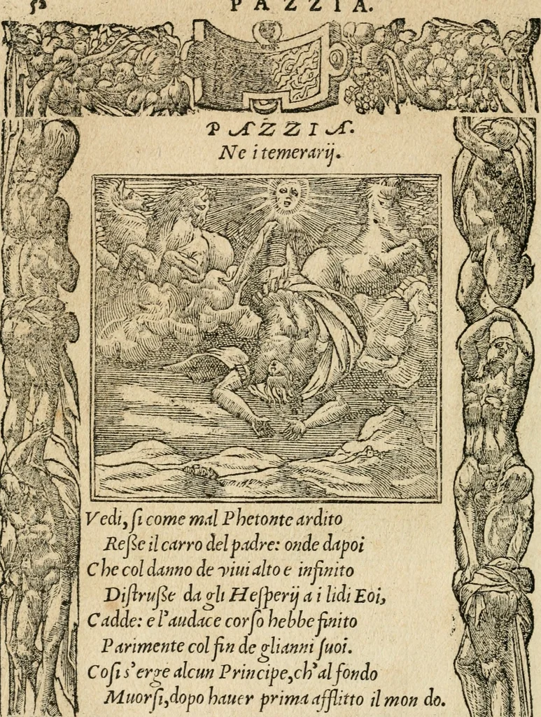 An illustration from Diverse imprese accommodate a diuerse moralità : con versi che i loro significati dichiarano : tratte da gli emblemi dell'Alciato, 1549, leaf 55