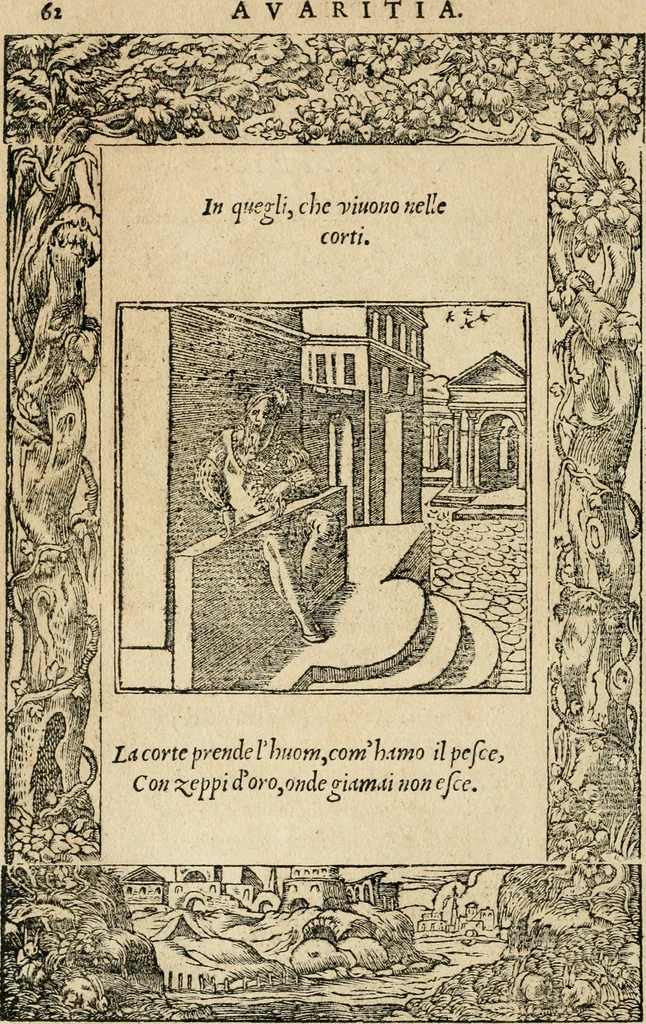 An illustration from Diverse imprese accommodate a diuerse moralità : con versi che i loro significati dichiarano : tratte da gli emblemi dell'Alciato, 1549, leaf 65