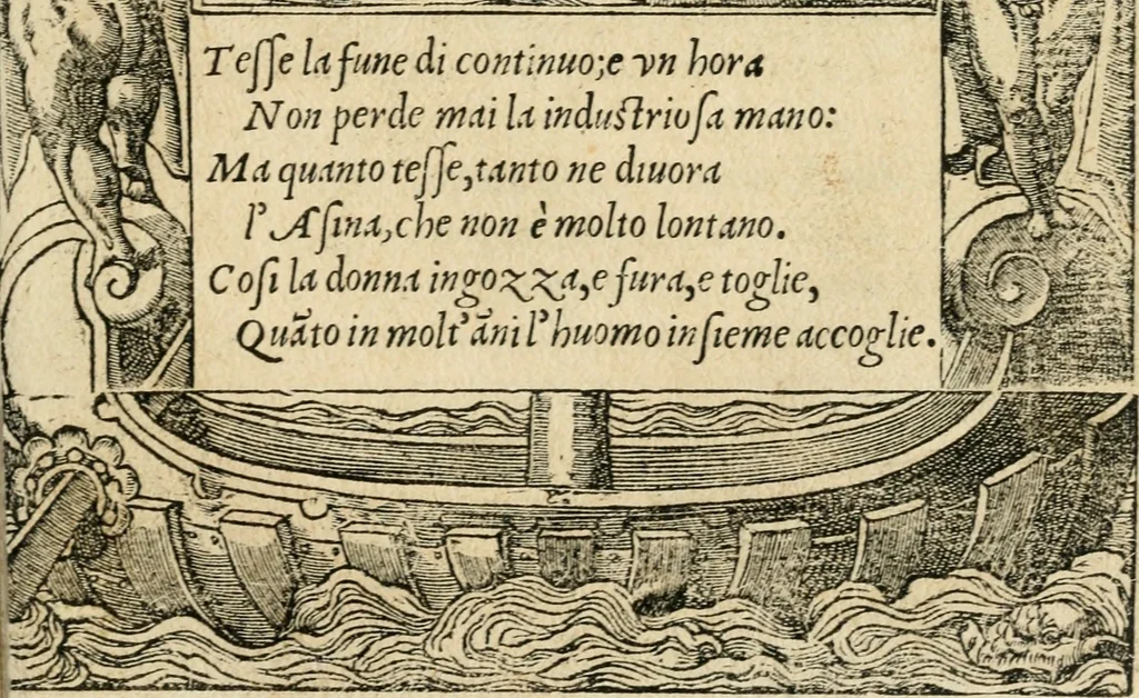 An illustration from Diverse imprese accommodate a diuerse moralità : con versi che i loro significati dichiarano : tratte da gli emblemi dell'Alciato, 1549, leaf 68