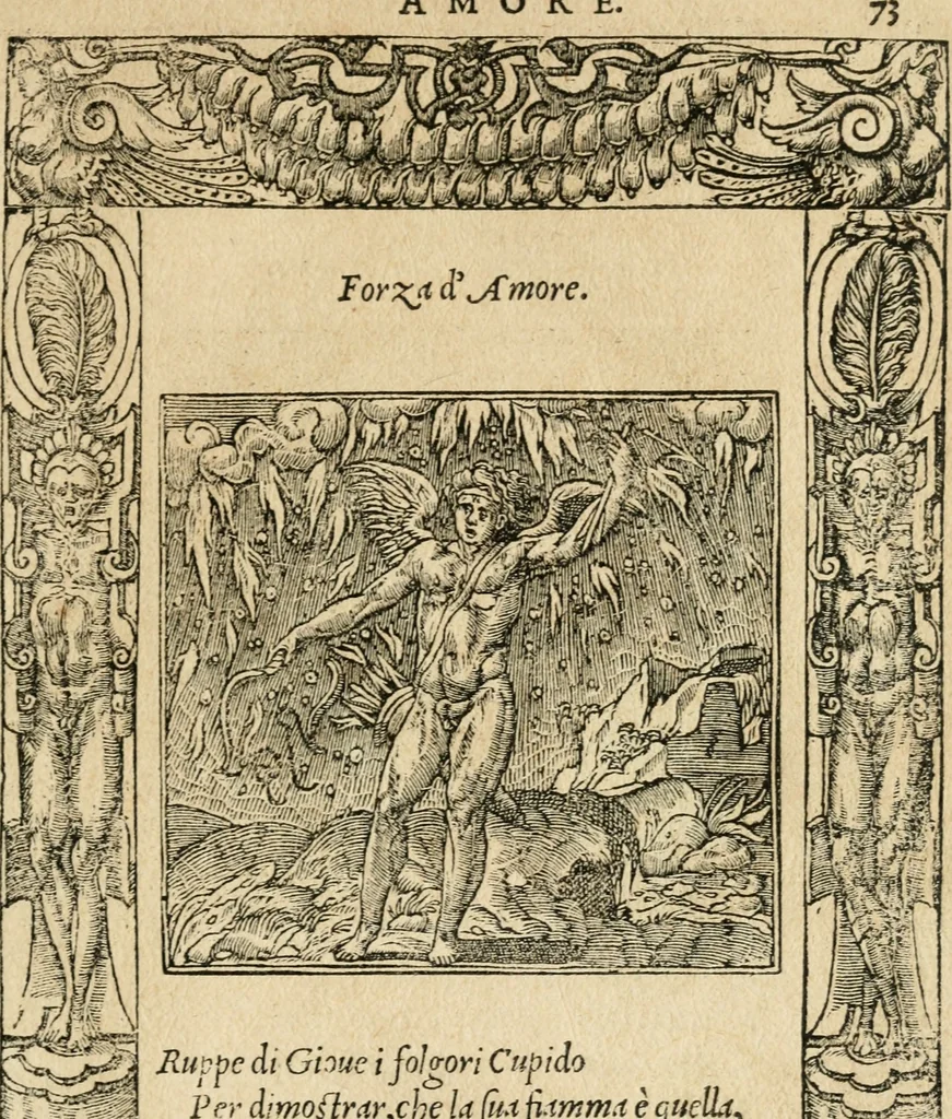 An illustration from Diverse imprese accommodate a diuerse moralità : con versi che i loro significati dichiarano : tratte da gli emblemi dell'Alciato, 1549, leaf 76
