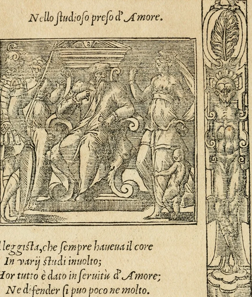 An illustration from Diverse imprese accommodate a diuerse moralità : con versi che i loro significati dichiarano : tratte da gli emblemi dell'Alciato, 1549, leaf 77