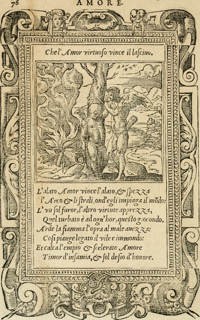 An illustration from Diverse imprese accommodate a diuerse moralità : con versi che i loro significati dichiarano : tratte da gli emblemi dell'Alciato, 1549, leaf 79