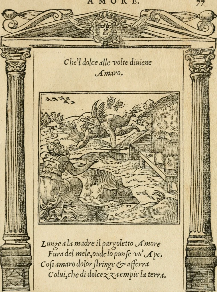 An illustration from Diverse imprese accommodate a diuerse moralità : con versi che i loro significati dichiarano : tratte da gli emblemi dell'Alciato, 1549, leaf 80