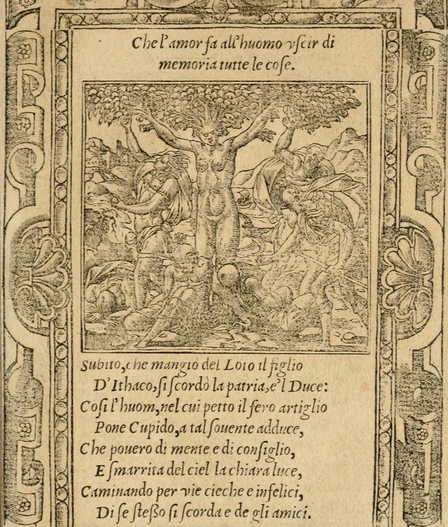 An illustration from Diverse imprese accommodate a diuerse moralità : con versi che i loro significati dichiarano : tratte da gli emblemi dell'Alciato, 1549, leaf 84