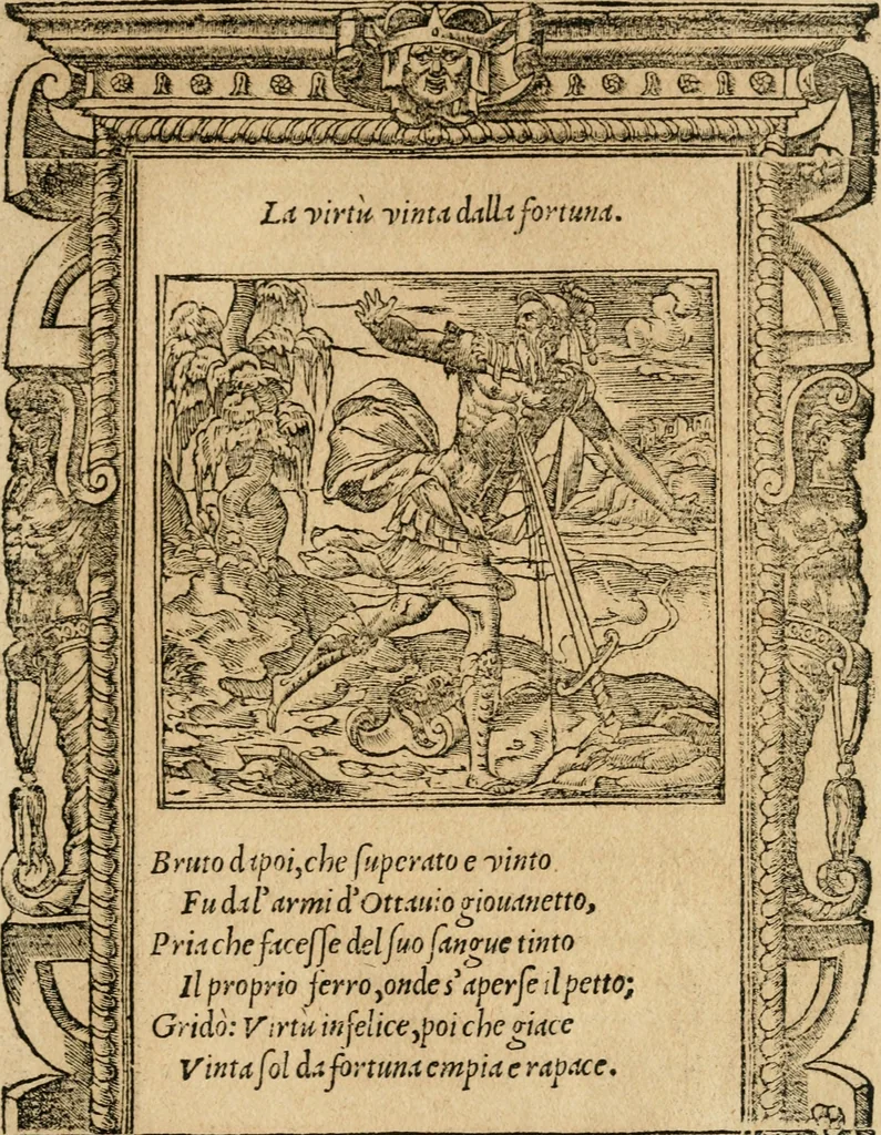 An illustration from Diverse imprese accommodate a diuerse moralità : con versi che i loro significati dichiarano : tratte da gli emblemi dell'Alciato, 1549, leaf 86