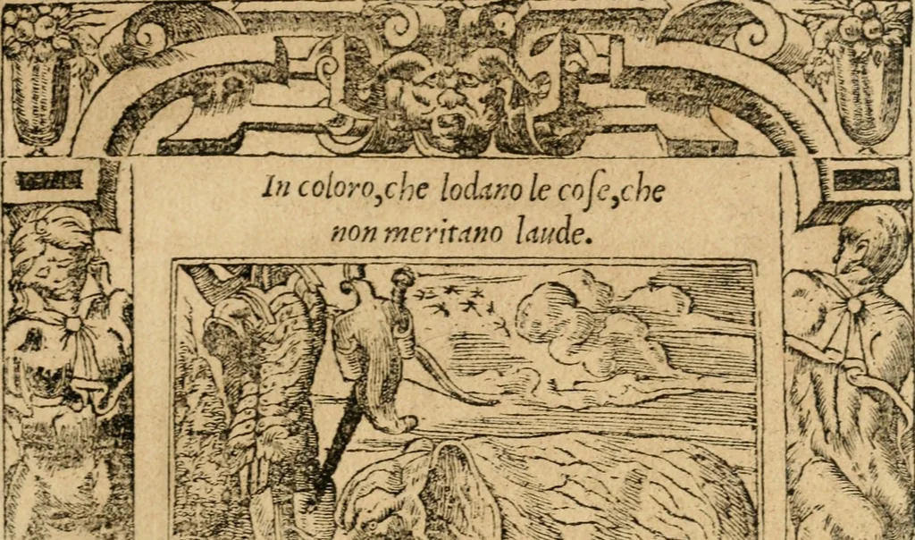 An illustration from Diverse imprese accommodate a diuerse moralità : con versi che i loro significati dichiarano : tratte da gli emblemi dell'Alciato, 1549, leaf 90
