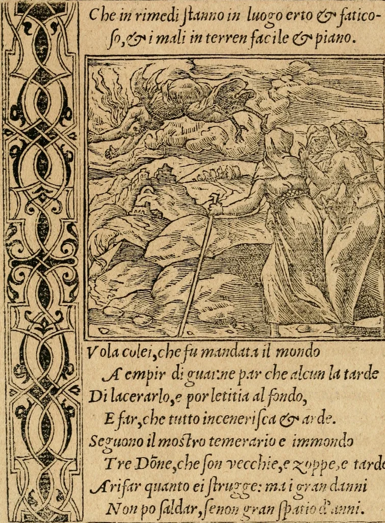 An illustration from Diverse imprese accommodate a diuerse moralità : con versi che i loro significati dichiarano : tratte da gli emblemi dell'Alciato, 1549, leaf 93