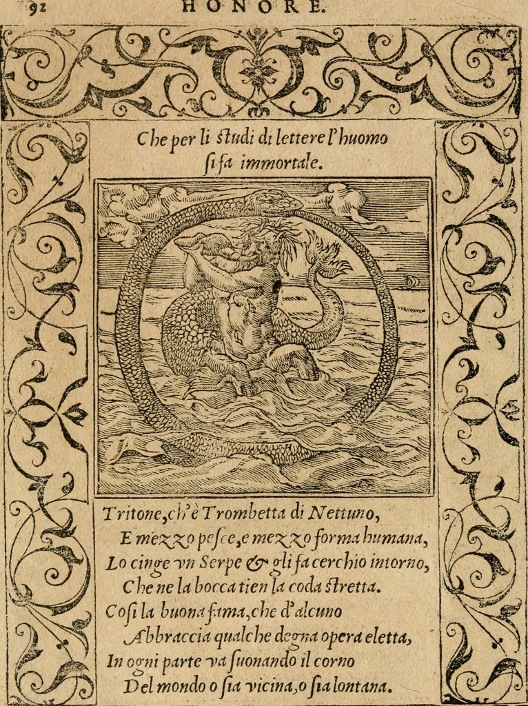 An illustration from Diverse imprese accommodate a diuerse moralità : con versi che i loro significati dichiarano : tratte da gli emblemi dell'Alciato, 1549, leaf 95