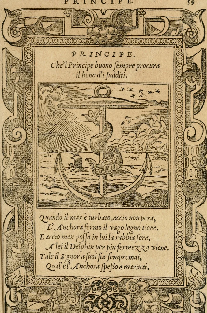 An illustration from Diverse imprese accommodate a diuerse moralità : con versi che i loro significati dichiarano : tratte da gli emblemi dell'Alciato, 1549, leaf 98