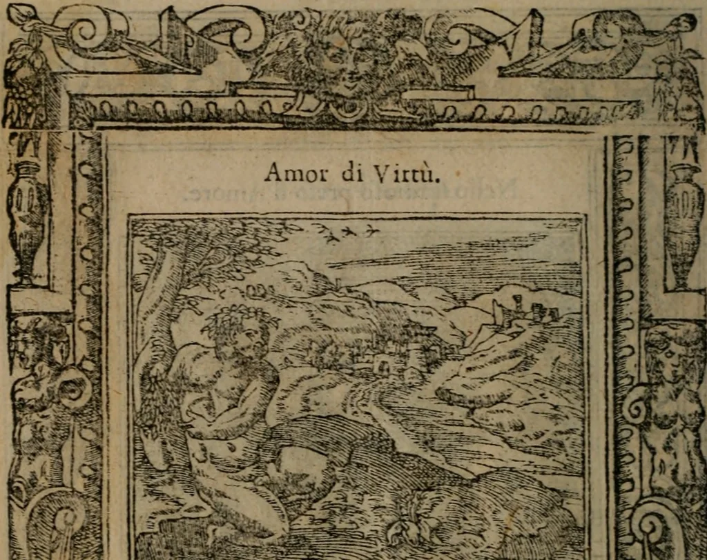 An illustration from Diverse imprese accomodate a diverse moralità, co versi che i loro significati dichiarano insieme con molte altre mella lingua italiana non piu tradotte, 1576, leaf 109