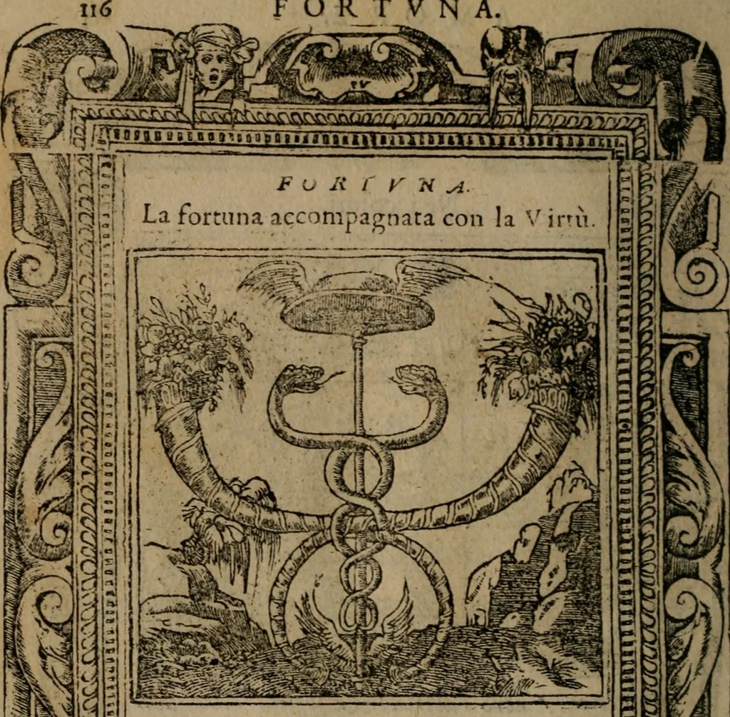 An illustration from Diverse imprese accomodate a diverse moralità, co versi che i loro significati dichiarano insieme con molte altre mella lingua italiana non piu tradotte, 1576, leaf 119
