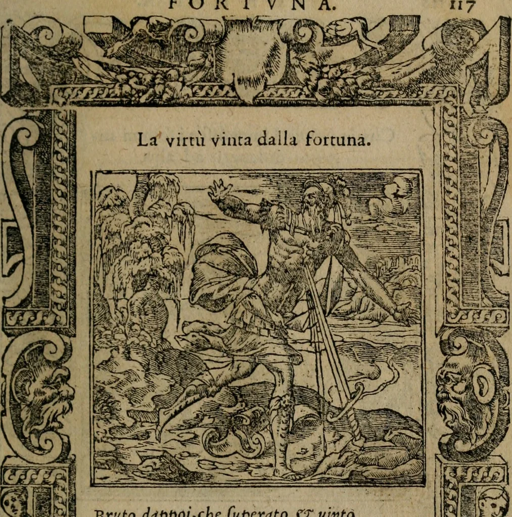 An illustration from Diverse imprese accomodate a diverse moralità, co versi che i loro significati dichiarano insieme con molte altre mella lingua italiana non piu tradotte, 1576, leaf 120