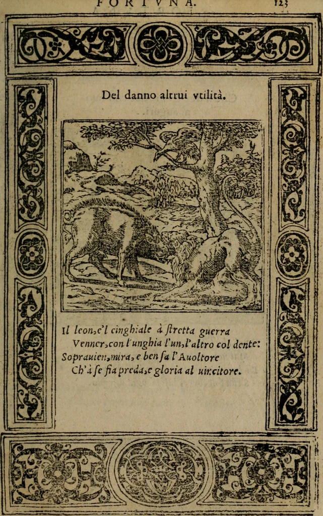 An illustration from Diverse imprese accomodate a diverse moralità, co versi che i loro significati dichiarano insieme con molte altre mella lingua italiana non piu tradotte, 1576, leaf 126