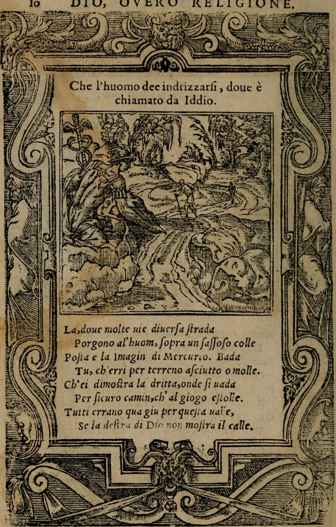 An illustration from Diverse imprese accomodate a diverse moralità, co versi che i loro significati dichiarano insieme con molte altre mella lingua italiana non piu tradotte, 1576, leaf 13
