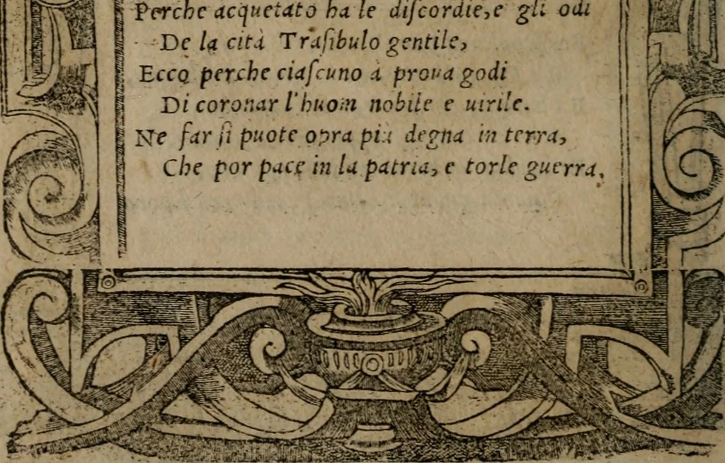 An illustration from Diverse imprese accomodate a diverse moralità, co versi che i loro significati dichiarano insieme con molte altre mella lingua italiana non piu tradotte, 1576, leaf 135