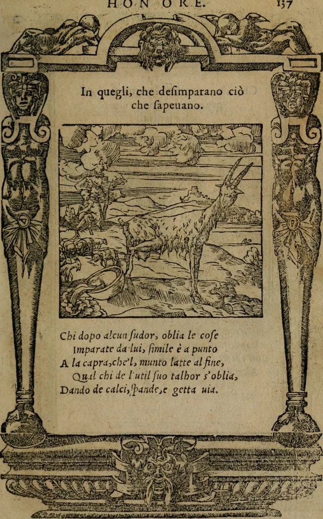An illustration from Diverse imprese accomodate a diverse moralità, co versi che i loro significati dichiarano insieme con molte altre mella lingua italiana non piu tradotte, 1576, leaf 140