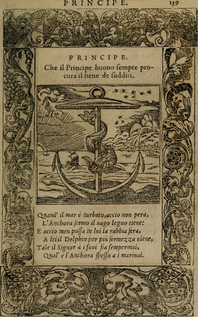 An illustration from Diverse imprese accomodate a diverse moralità, co versi che i loro significati dichiarano insieme con molte altre mella lingua italiana non piu tradotte, 1576, leaf 142