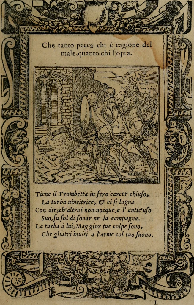An illustration from Diverse imprese accomodate a diverse moralità, co versi che i loro significati dichiarano insieme con molte altre mella lingua italiana non piu tradotte, 1576, leaf 164