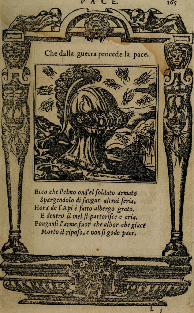 An illustration from Diverse imprese accomodate a diverse moralità, co versi che i loro significati dichiarano insieme con molte altre mella lingua italiana non piu tradotte, 1576, leaf 168