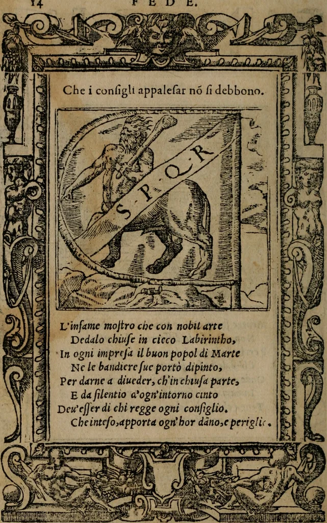 An illustration from Diverse imprese accomodate a diverse moralità, co versi che i loro significati dichiarano insieme con molte altre mella lingua italiana non piu tradotte, 1576, leaf 17