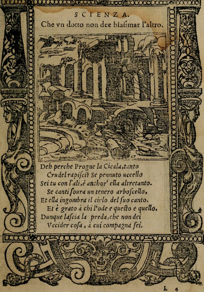 An illustration from Diverse imprese accomodate a diverse moralità, co versi che i loro significati dichiarano insieme con molte altre mella lingua italiana non piu tradotte, 1576, leaf 170