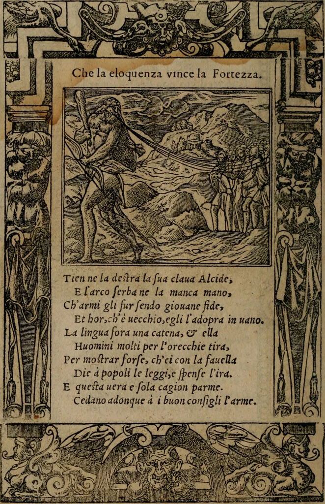 An illustration from Diverse imprese accomodate a diverse moralità, co versi che i loro significati dichiarano insieme con molte altre mella lingua italiana non piu tradotte, 1576, leaf 171