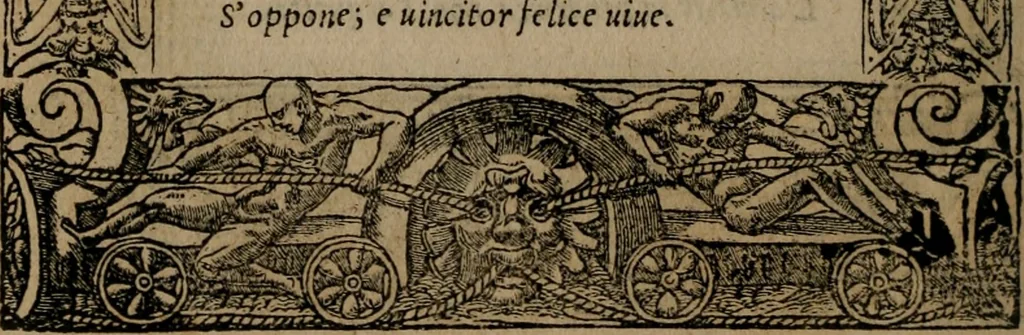 An illustration from Diverse imprese accomodate a diverse moralità, co versi che i loro significati dichiarano insieme con molte altre mella lingua italiana non piu tradotte, 1576, leaf 175