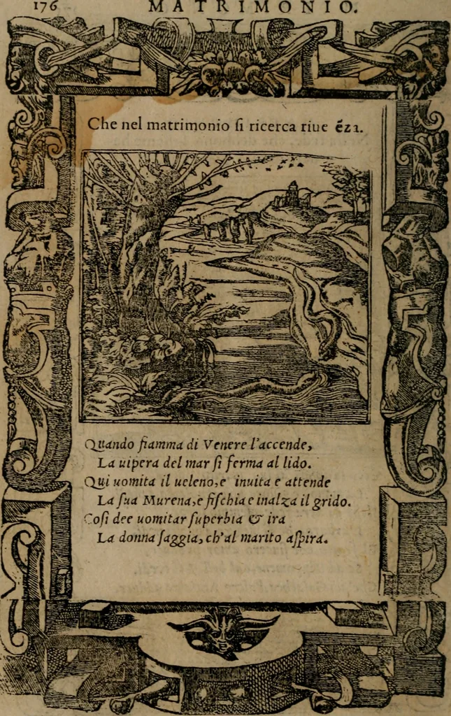 An illustration from Diverse imprese accomodate a diverse moralità, co versi che i loro significati dichiarano insieme con molte altre mella lingua italiana non piu tradotte, 1576, leaf 179