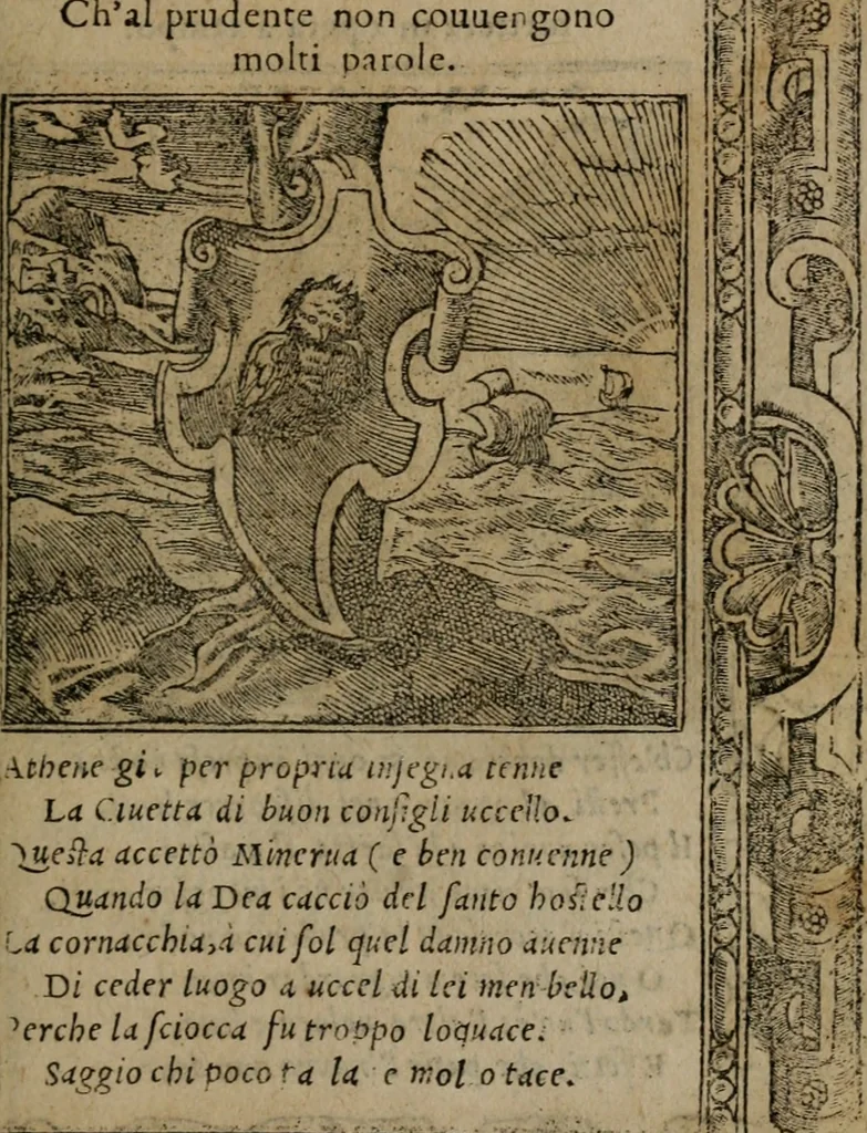 An illustration from Diverse imprese accomodate a diverse moralità, co versi che i loro significati dichiarano insieme con molte altre mella lingua italiana non piu tradotte, 1576, leaf 24