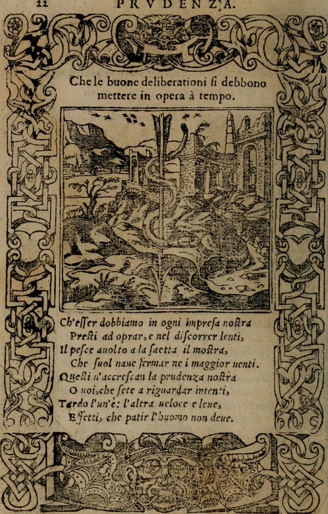 An illustration from Diverse imprese accomodate a diverse moralità, co versi che i loro significati dichiarano insieme con molte altre mella lingua italiana non piu tradotte, 1576, leaf 25