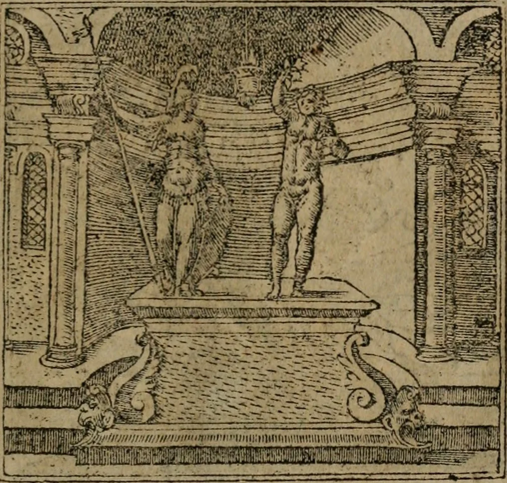 An illustration from Diverse imprese accomodate a diverse moralità, co versi che i loro significati dichiarano insieme con molte altre mella lingua italiana non piu tradotte, 1576, leaf 28