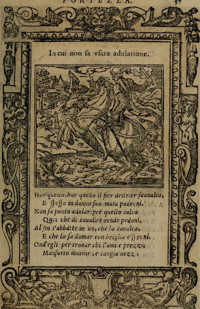 An illustration from Diverse imprese accomodate a diverse moralità, co versi che i loro significati dichiarano insieme con molte altre mella lingua italiana non piu tradotte, 1576, leaf 40