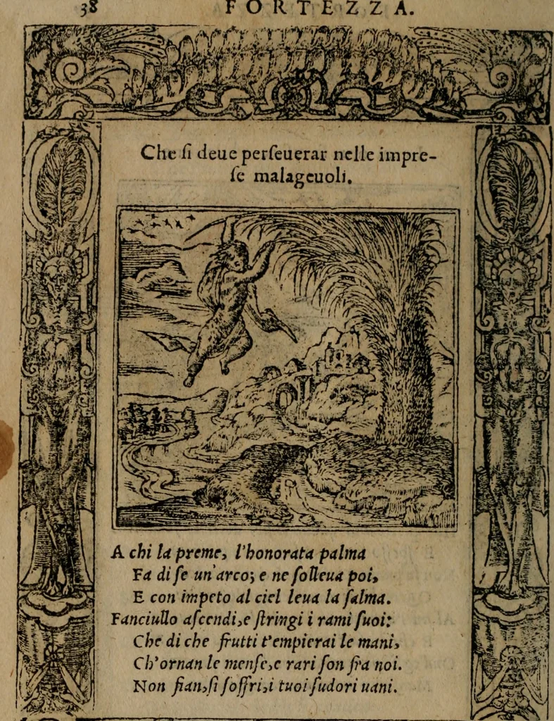 An illustration from Diverse imprese accomodate a diverse moralità, co versi che i loro significati dichiarano insieme con molte altre mella lingua italiana non piu tradotte, 1576, leaf 41