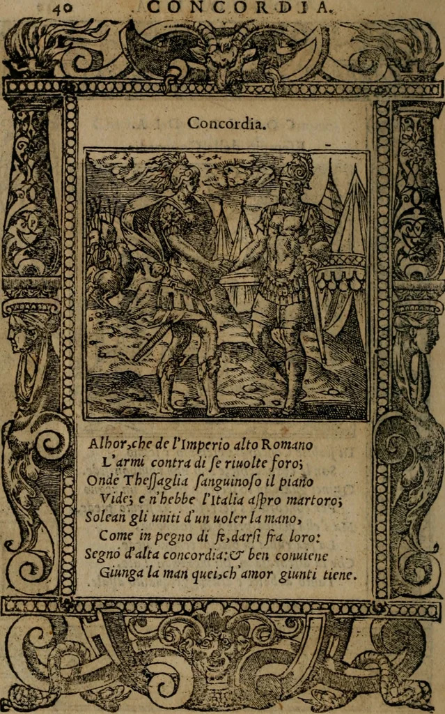 An illustration from Diverse imprese accomodate a diverse moralità, co versi che i loro significati dichiarano insieme con molte altre mella lingua italiana non piu tradotte, 1576, leaf 43