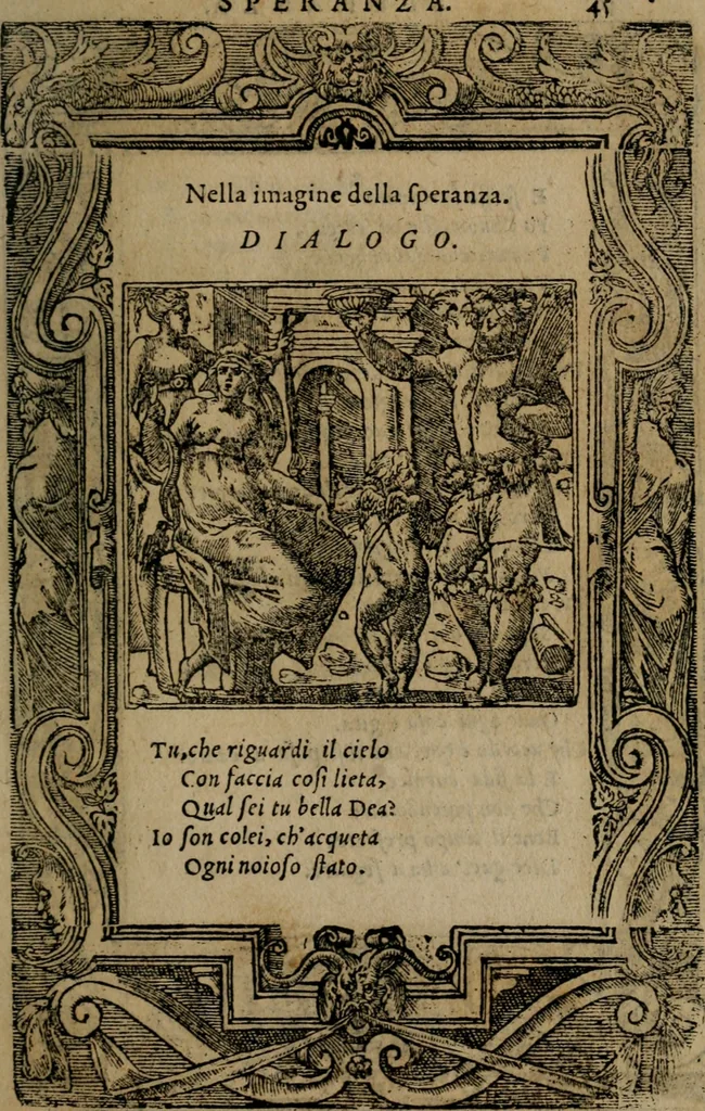 An illustration from Diverse imprese accomodate a diverse moralità, co versi che i loro significati dichiarano insieme con molte altre mella lingua italiana non piu tradotte, 1576, leaf 48