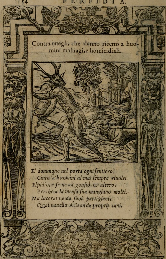 An illustration from Diverse imprese accomodate a diverse moralità, co versi che i loro significati dichiarano insieme con molte altre mella lingua italiana non piu tradotte, 1576, leaf 57