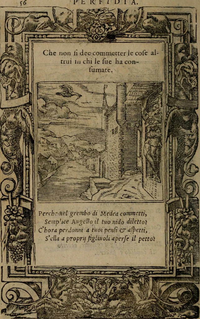 An illustration from Diverse imprese accomodate a diverse moralità, co versi che i loro significati dichiarano insieme con molte altre mella lingua italiana non piu tradotte, 1576, leaf 59