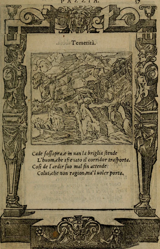An illustration from Diverse imprese accomodate a diverse moralità, co versi che i loro significati dichiarano insieme con molte altre mella lingua italiana non piu tradotte, 1576, leaf 60