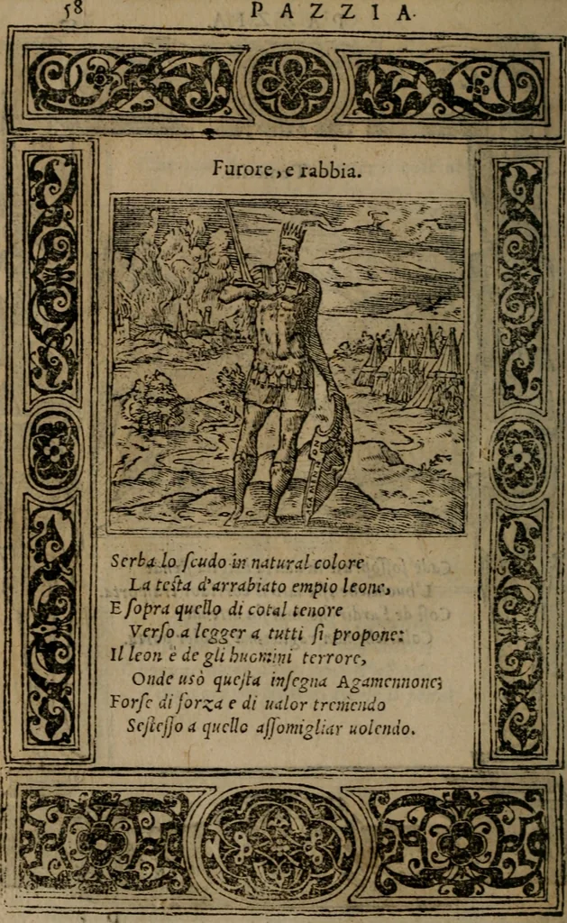 An illustration from Diverse imprese accomodate a diverse moralità, co versi che i loro significati dichiarano insieme con molte altre mella lingua italiana non piu tradotte, 1576, leaf 61