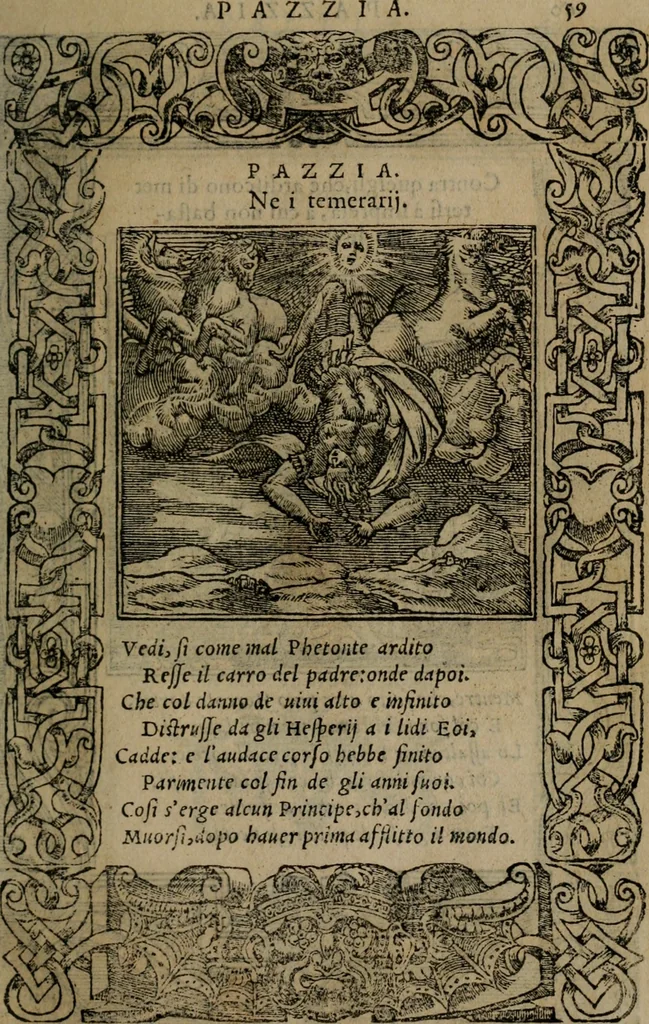 An illustration from Diverse imprese accomodate a diverse moralità, co versi che i loro significati dichiarano insieme con molte altre mella lingua italiana non piu tradotte, 1576, leaf 62