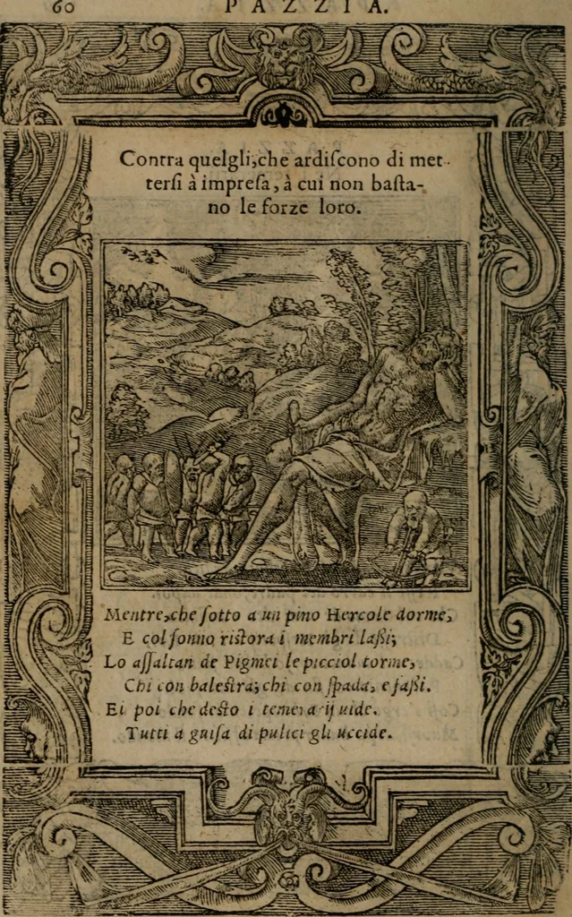 An illustration from Diverse imprese accomodate a diverse moralità, co versi che i loro significati dichiarano insieme con molte altre mella lingua italiana non piu tradotte, 1576, leaf 63